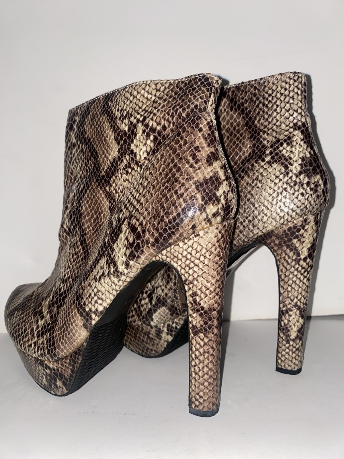 Python Snakeskin High Heel Ankle Boots - Size 9.5 - image 2
