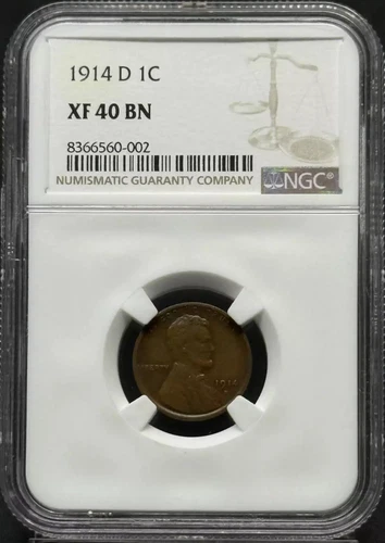 1914 D Lincoln Wheat Cent NGC XF-40 BN