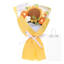 Crochet Flowers Bouquet, Handmade Artificial Bouquet Sunflower, Yellow