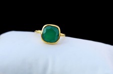 Green Onyx Ring 925 Sterling Silver Cushion Gemstone Handmade Ring For Women