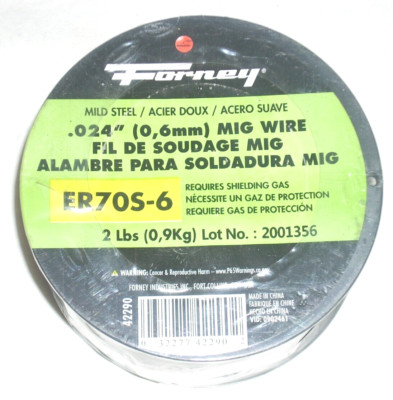 Forney ER70S-6 Mig Welding Wire .024 Mild Steel for Shielding Gas 2 lb x 2 Rolls