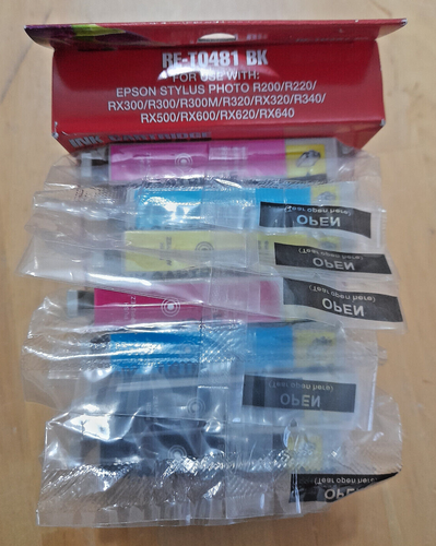 7 INK CARTRIDGES CE481-CE485 YELLOW/ MAGENTA/CYAN/ BLACK +RE-T0481 BLACK - Bild 2 von 2