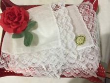 Women's Lace handkerchiefs 2 pc white cotton delicate made in Japan