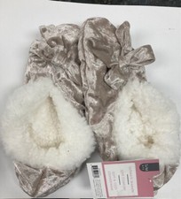 Sherpa Lined Cozies Pink Slippers with Bows Women's S/M 6-7.5 