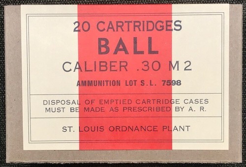 ST. LOUIS ORDNANCE PLANT CAL. .30 M2 BALL WWII NEW REPLICA 20 ROUND AMMO BOXES - Picture 2 of 9