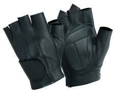 Men's Black Fingerless Genuine Deerskin Leather Motorcycle Biker Riding Gloves