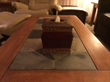 Tissue Box Cover Ornate Mahogany Flower Pot Square India Ink Regency Cube Decor