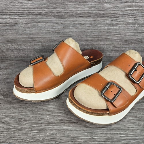 The Art Company Mykonos Brown Leather Double Strap Buckle Sandals Size UK 6.5 - Imagen 14 de 18