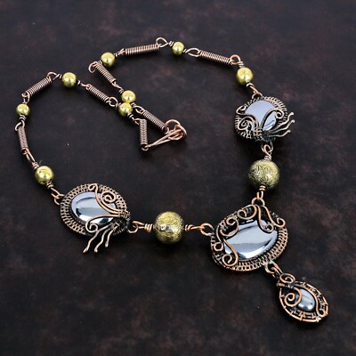 Shungite Jewelry Copper Mum Gift Wire Wrapped Chain Adjustable Necklace 18.0''