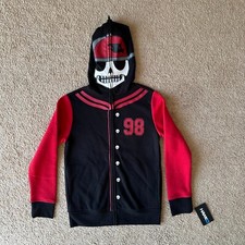 Hawk Sweatshirt Boys Small Full Zip Hoodie NWT Face Mask Black Tie