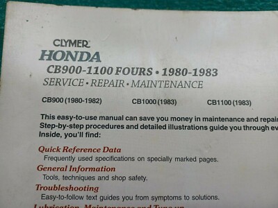 Clymer Honda CB900-1100 Fours 1980-1983 Service Repair Maintenance