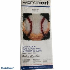 Latch Hook Kit Wonder Art  Baseball  Beginner Level 8  x8  Finished Complete