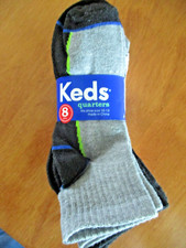 8 PAIR KEDS QUARTER KIDS SOCKS Assorted colors child size 7 -8.5