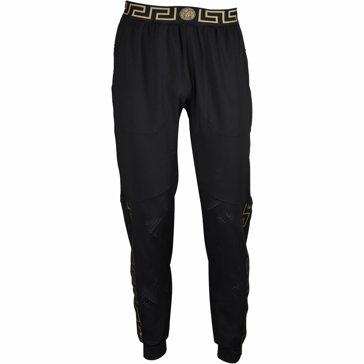 Versace Iconic Logo Technical Men s Gym Jogging Bottoms Black gold