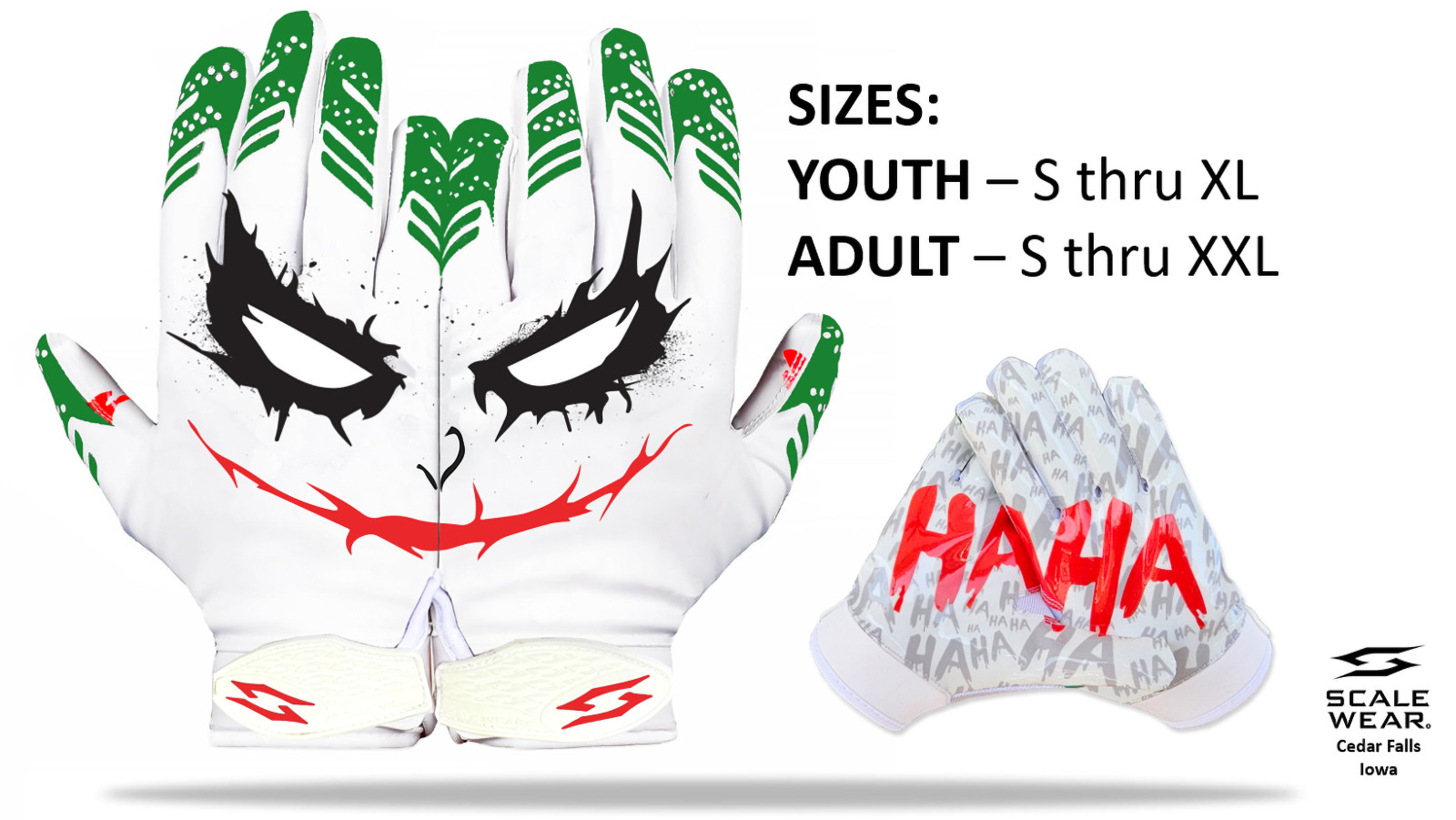Joker Football Receiver Gloves Sticky Tacky Pro Grip Be a Jester not a Villain