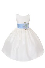 Poly Silk Flower Girl Pageant Dress w/Sash and Flowers Infant-14 years IV/BBLE