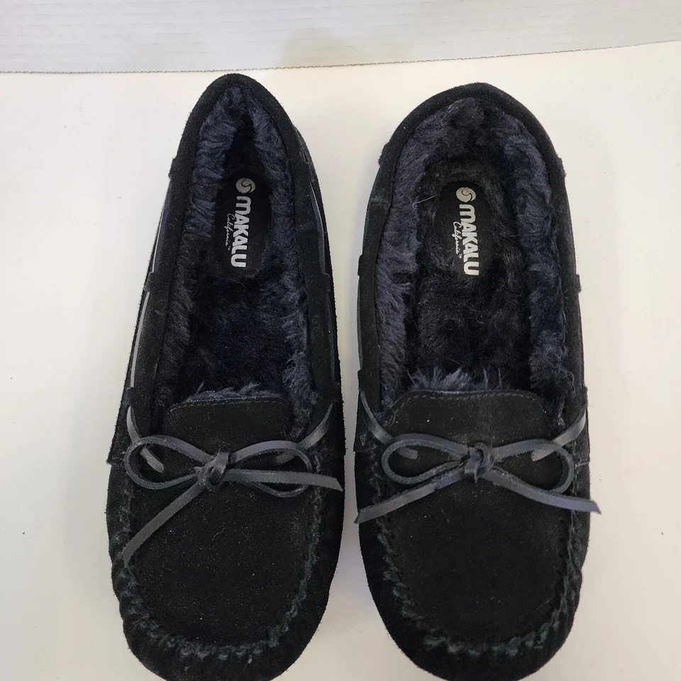 Zapatillas mocasín Makalu California para mujer 7,5 negras forradas borrosas peso ligero Foto 4 de 4