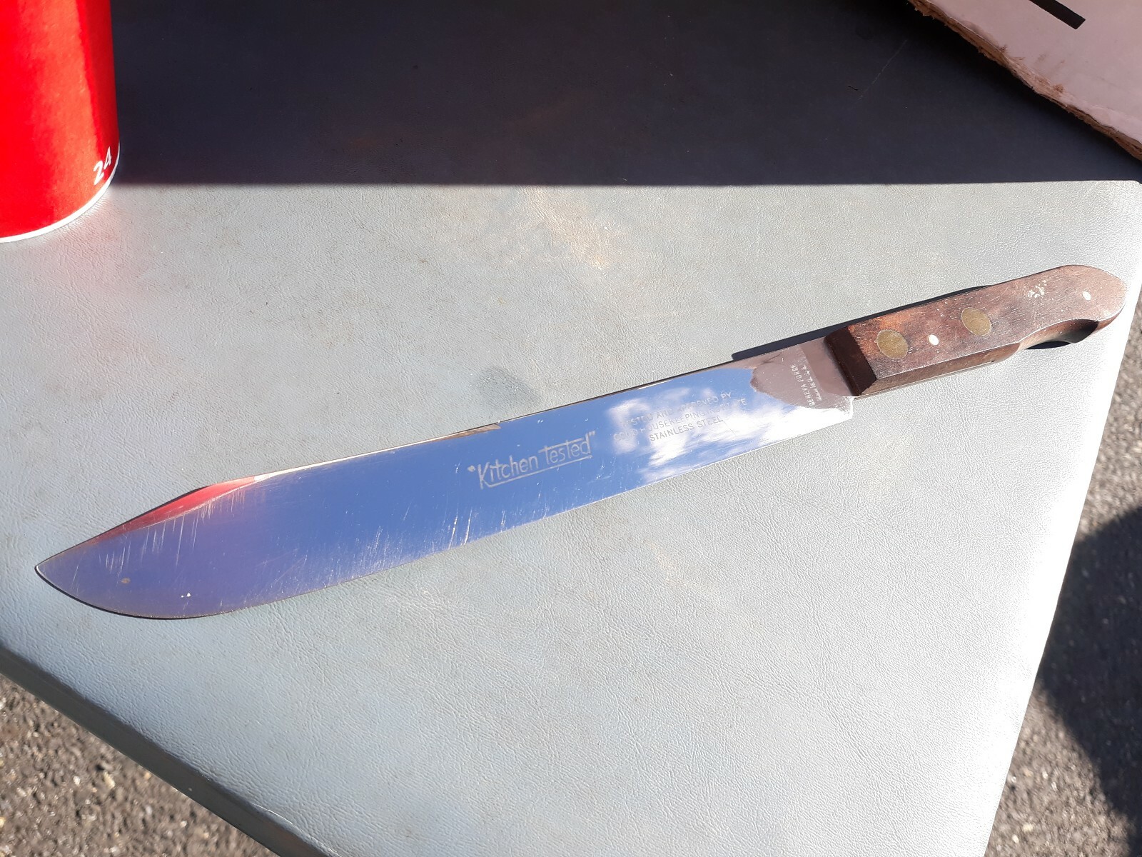 VINTAGE GENEVA 8" BLADE STAINLESS STEEL KITCHEN KNIFE WOOD * USA