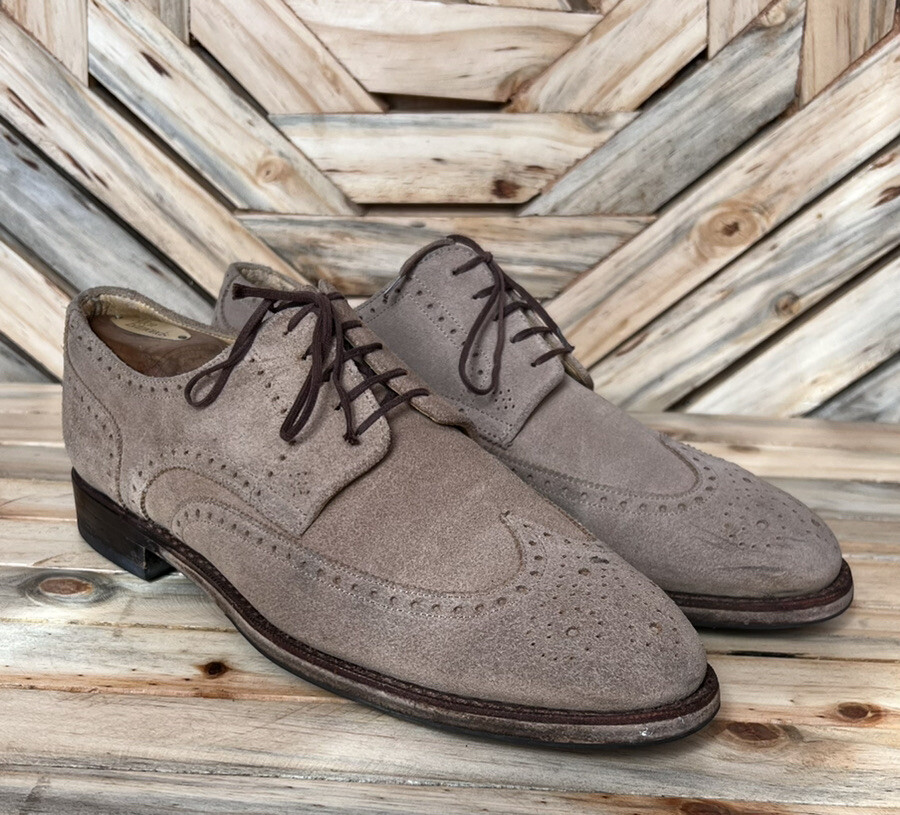 Paraboot Gray Wingtip Suede Brogue Men's Dress Shoes UK 7 K