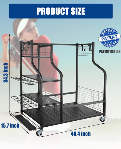 Mythinglogic Golf Storage Garage Organizer Black with Extra Rack for Golf Clubs - Picture 6 of 12