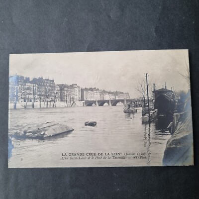 AK Paris Hochwasser Januar 1910 Insel Saint Louis Pont Tournelle Fotokarte