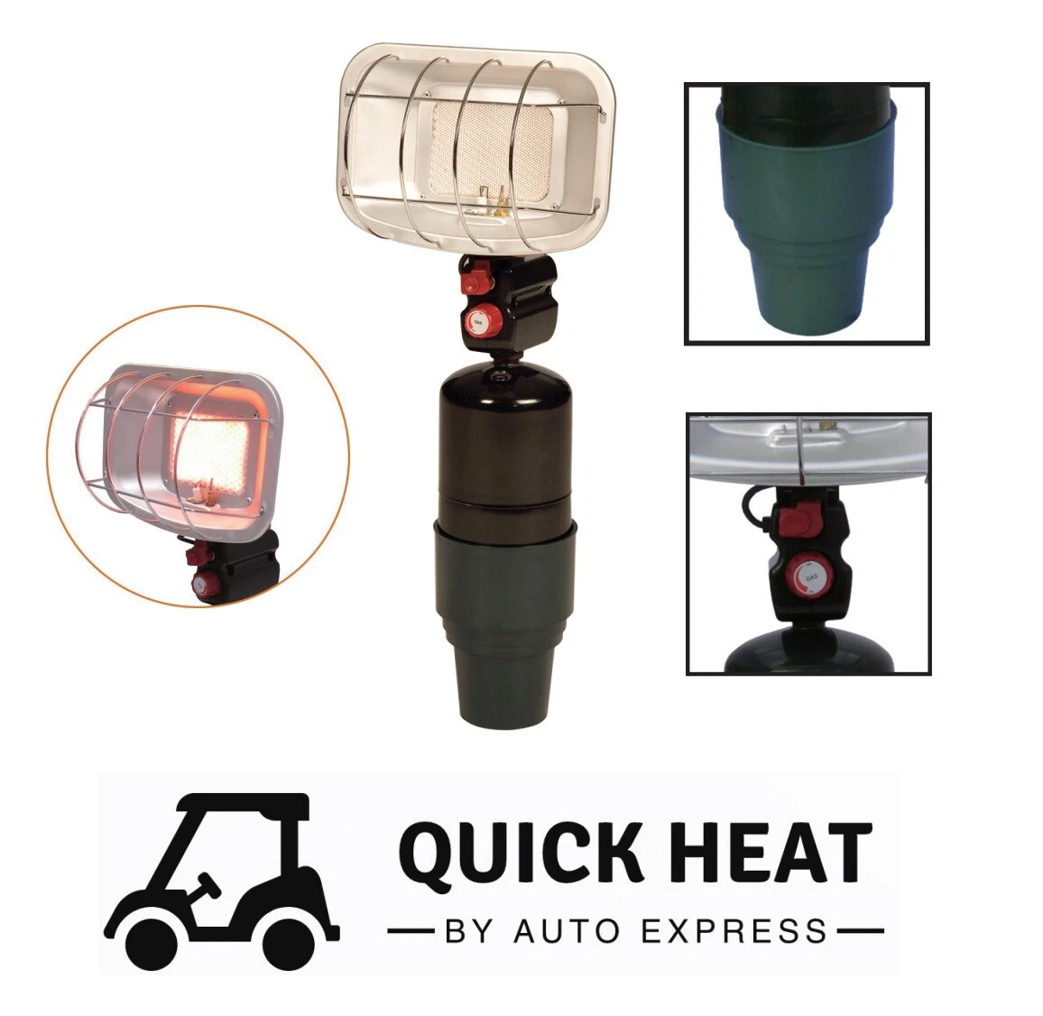 Propane Heater For Golf Cart with Cup Holder Adapter Piezo Igniter | eBay