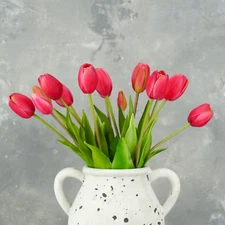 5 Stems Faux Tulip | Artificial Flower | Home Decoration | Gifts - Bright Pink