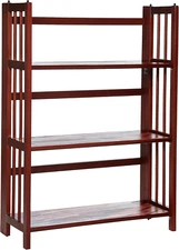3-Shelf Folding Stackable Bookcase (27.5" Wide)-Walnut