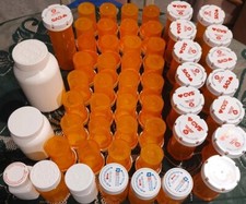 Lot of 54 empty pill bottles CVS Rx and others Amber White for craft and storage
