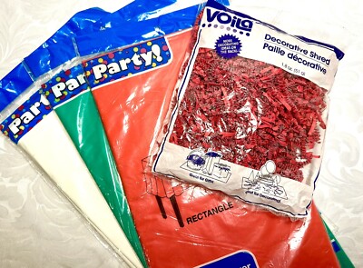 3 Plastic Table Covers Waterproof 2 Rectangles 108'', 1 Circle 84'', +Bonus Shred!