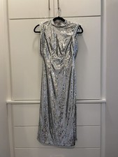 ASOS Silver Birthday/Prom Sequin Dress With Side Slits Size 0 NWT