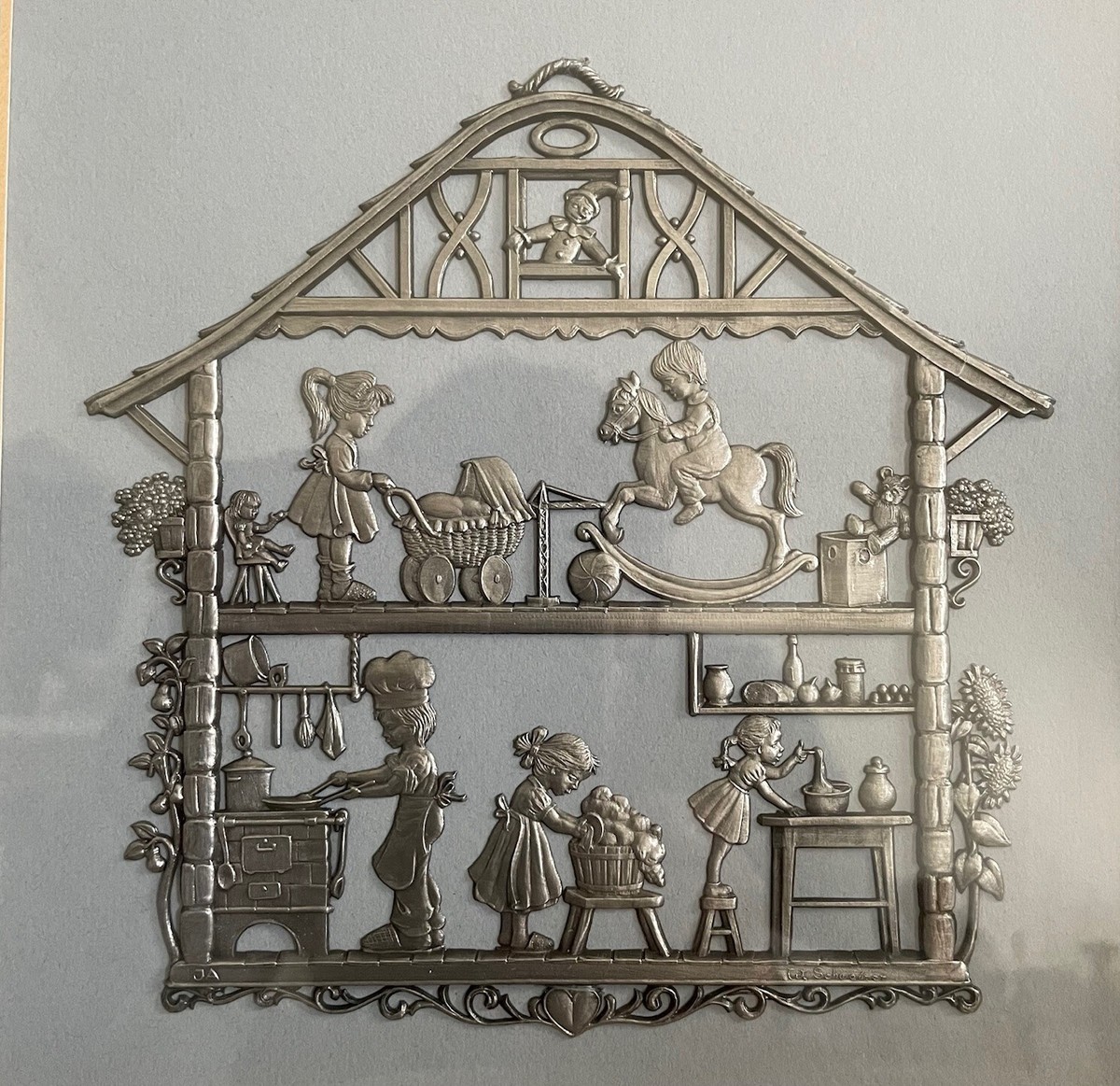 Framed Picture Wilhelm Schweizer German Pewter Zinnfiguren