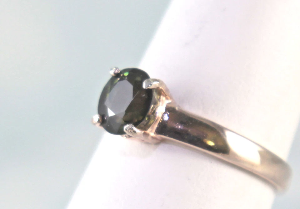 Green Tourmaline Oval Solitaire 6.8 X 6 mm Ring Rose Gold-Plated Sterling SIze 7 - Image 3 of 3