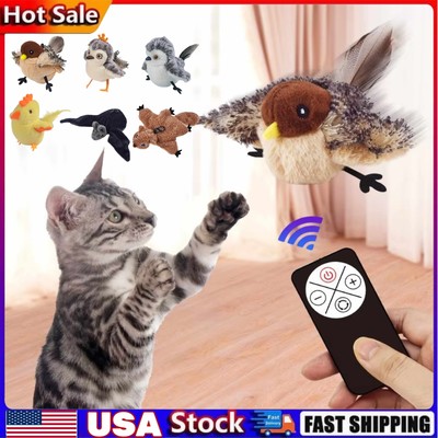 Electronic Interactive Flying Bird Cat Toy Hanging Pet Flapping Wing Sparrow US