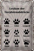 Blechschild Spruch 20X30Cm Lexikon TierpfotenabdrüCke Tiere Deko Schild Tin Sign