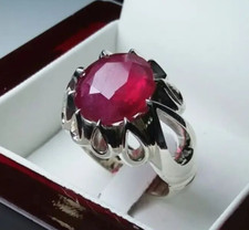 Xmas Ruby Band Oval Cut Ruby Stone Beautiful Afghanistan Ruby Ring Silver 925
