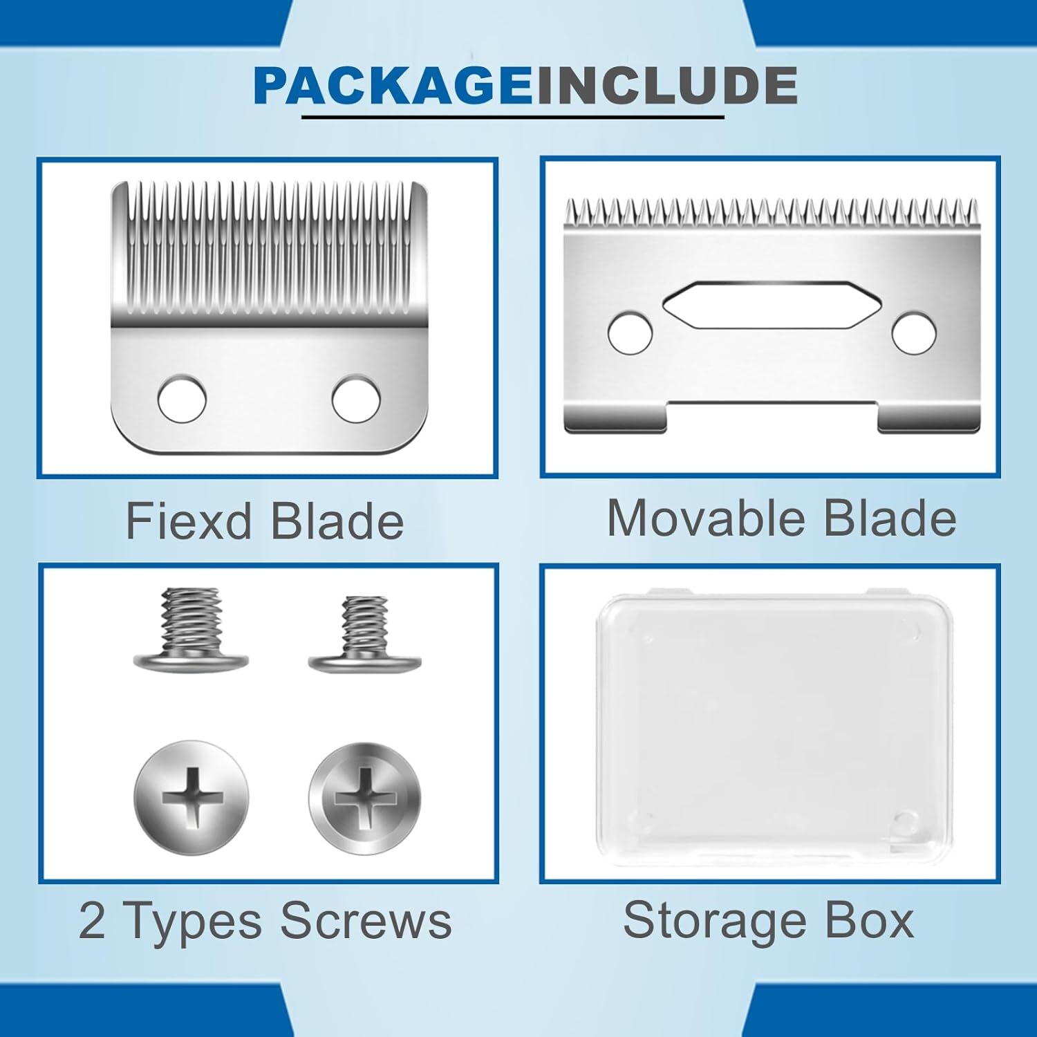 Wahl MC3 Replacement Blades - 2 Hole Clipper Blades W/ 2 Pairs Screws