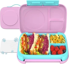 Caperci Heavy Duty Bento Lunch Box with Ice Pack for Big Kids & Adults - Holds 5