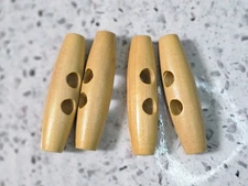Toggle Wooden Buttons Light Brown Finish Coat Sweater Replacement Set Of Four 2"