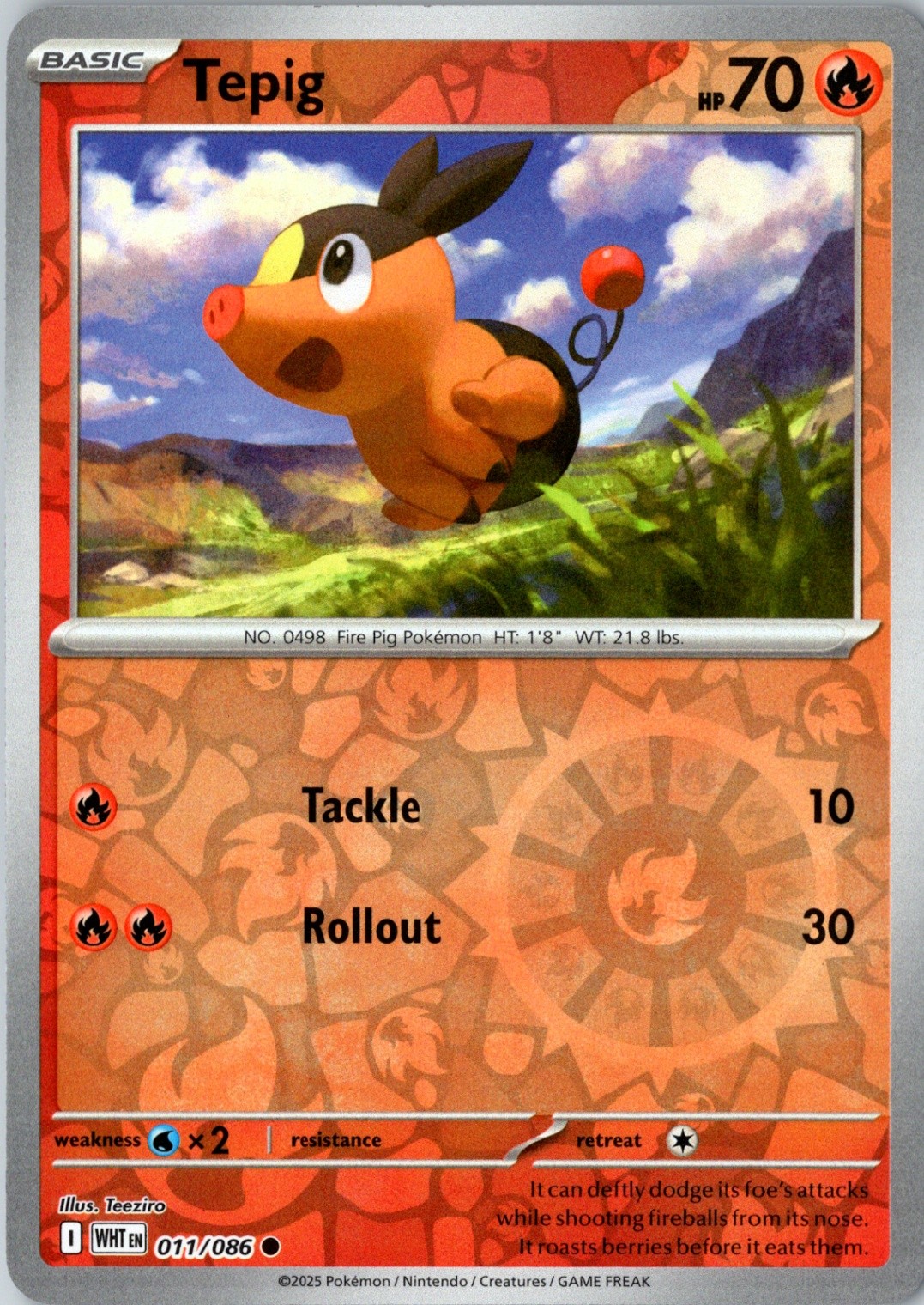 Tepig Reverse Holo Common SV: White Flare 011/086 NM