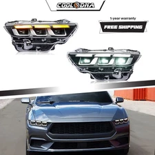 Pair LED Headlight Fit For Ford Mustang 2024 2025 w/ Triple Projector Head lamps