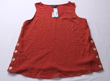 Fortune + Ivy Women's Albany Mixed Material Button Tank Top EH6 Red Large NWT