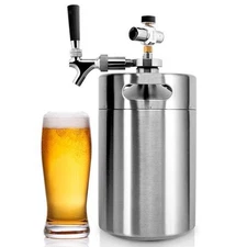 NutriChef Homebrew Double Wall Mini Keg Beer Dispenser - 128 oz. Double Wall