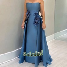 Mother of the Bride Dresses Flower Appliques Satin Sweep Train Robe