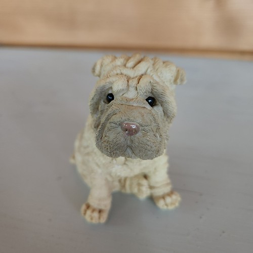Stone Critters SHAR PEI Dog Figurine Signed Miller 3.5" Vintage 80s Pet SC-214