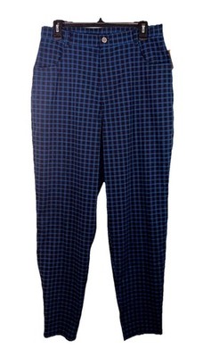 NWT Signature Expressions Vintage Dress Pants Black Blue Zip Button Pockets Sz16