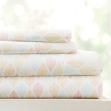 Double-Brushed Patterned Microfiber Full Sheet Set 4 Piece   Oeko-TEX Certifi...