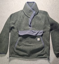 Carhartt Sherpa Fleece Snap Front Pullover Relaxed Fit Jacket Green Size Small