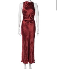 Reformation Womens Red Silk Satin Maxi Dress Strappy Sleeveless Zip 6