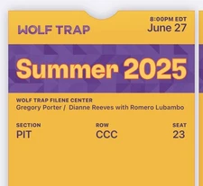 Pit Seats For Gregory Porter Tonight At The Wolf Trap In Vienna VA